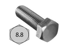 M14 - 2.00 X 60 MM DIN 931 HEX CAP SCREWS 8.8 COARSE MED. CARBON ZINC-BLUE CR+3